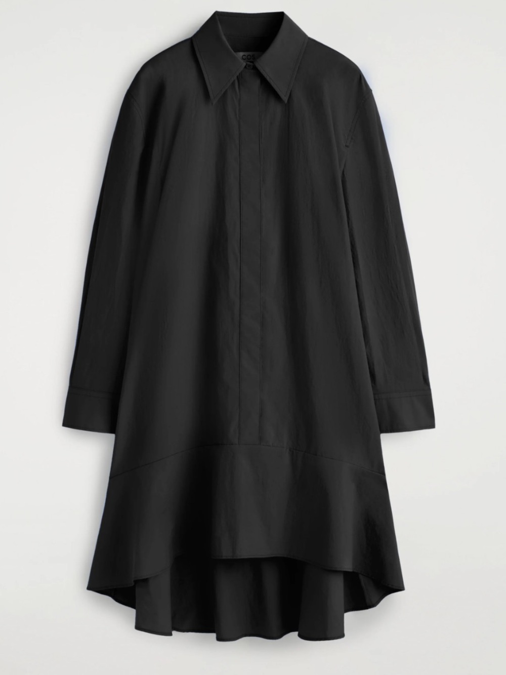 Cos black FLARED COTTON/LINENMINI SHIRT DRESS